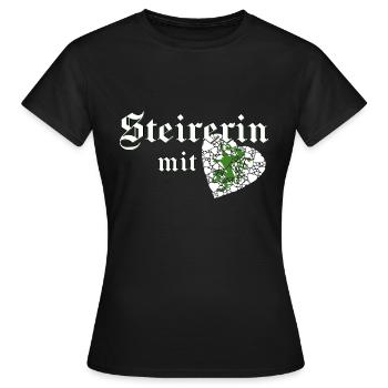 Steirerin mit Herz Steiermark Motiv Frauen Mädchen - Frauen T-Shirt - Schwarz - Vorne - AI Model Female 172 dark (172cm)