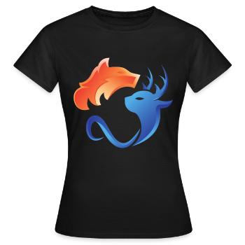 Feu et eau, contraires, renard, cerf - T-shirt Femme - noir - Devant - AI Model Female 172 dark (172cm)