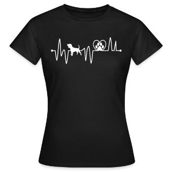 Herzlinie Beagle Pfote Hundepfoten - Frauen T-Shirt - Schwarz - Vorne - AI Model Female 172 dark (172cm)