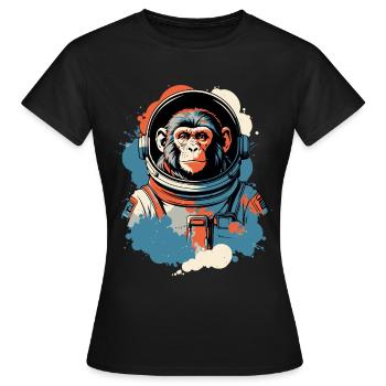 Un singe dans une combinaison spatiale - T-shirt Femme - noir - Devant - AI Model Female 172 dark (172cm)