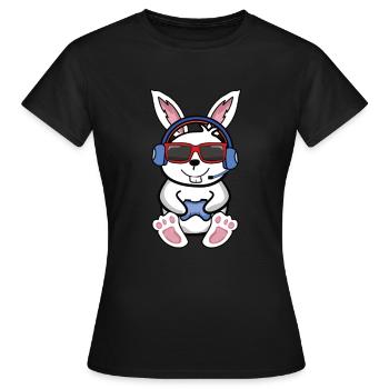 Gaming lustiger Videospiele Hase - Frauen T-Shirt - Schwarz - Vorne - AI Model Female 172 dark (172cm)