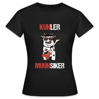 Gitarre und Kuh Musiker - Frauen T-Shirt - Schwarz - Vorne - AI Model Female 172 dark (172cm)