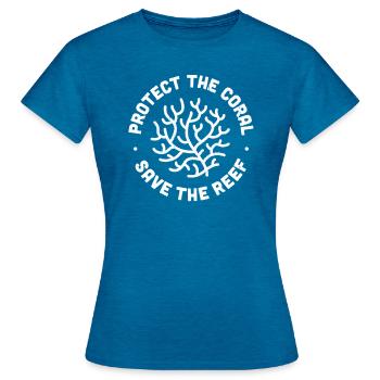 Changement climatique - Protéger le corail, sauver le récif - T-shirt Femme - bleu saphir antique chiné - Devant - AI Model Female 172 dark (172cm)