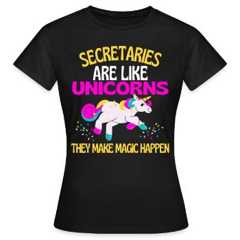Einhorn-Sekretäre, Magische Sekretärin Einhorn - Frauen T-Shirt - Schwarz - Vorne - AI Model Female 172 dark (172cm)