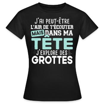 Spéléologue Spéléologie Chercheur Explorer Humour - T-shirt Femme - noir - Devant - AI Model Female 172 dark (172cm)