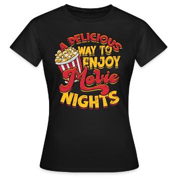 Popcorn Cinema Gift Gift Idea Film Mais Filma - Women's T-Shirt - black - Front - AI Model Female 172 dark (172cm)