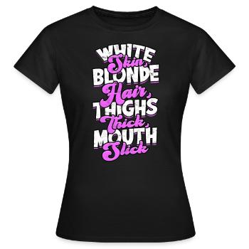 dick dicke oberschenkel thick thighs oberschenkel - Frauen T-Shirt - Schwarz - Vorne - AI Model Female 172 dark (172cm)