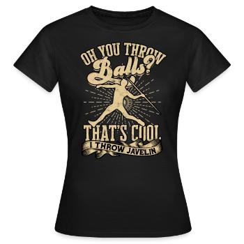 Speer wirft Leichtathletikwerke - Frauen T-Shirt - Schwarz - Vorne - AI Model Female 172 dark (172cm)