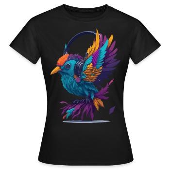 music birdie - Women's T-Shirt - black - Front - AI Model Female 172 dark (172cm)