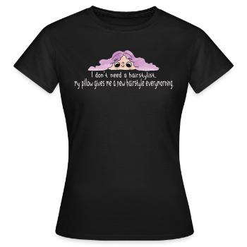 Funny Pillow Hairstyle Quote Funny Pillow Hairstyle - Women's T-Shirt - black - Front - AI Model Female 172 dark (172cm)