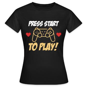 Démarrage de la console de jeu de la manette - T-shirt Femme - noir - Devant - AI Model Female 172 dark (172cm)
