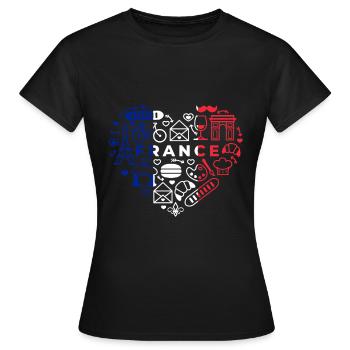 France - T-shirt Femme - noir - Devant - AI Model Female 172 dark (172cm)