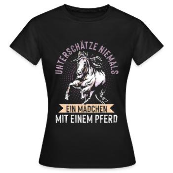Pferd Reitersprüche Mädchen - Frauen T-Shirt - Schwarz - Vorne - AI Model Female 172 dark (172cm)