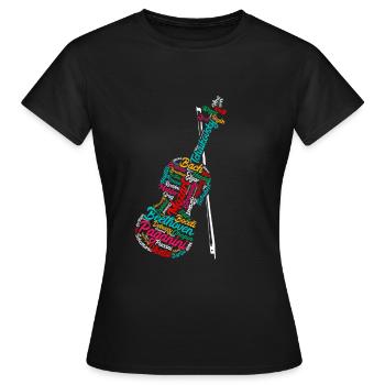 Compositeur classique Violon de musique classique - T-shirt Femme - noir - Devant - AI Model Female 172 dark (172cm)