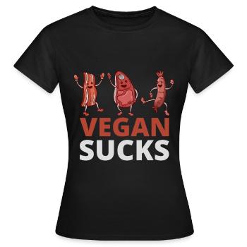 Cadeau anti-vegan pour mangeur de viande de merde - T-shirt Femme - noir - Devant - AI Model Female 172 dark (172cm)