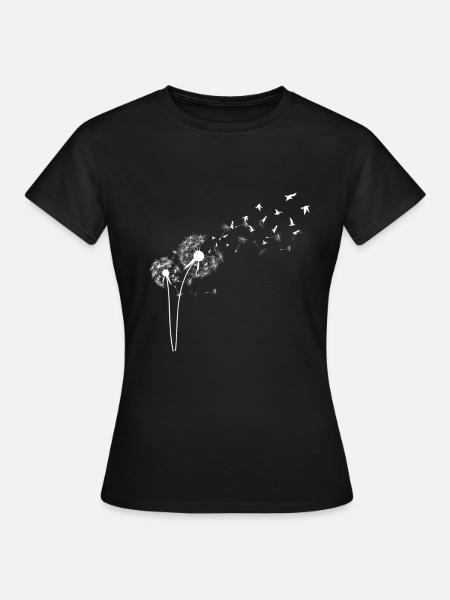 Pissenlit de pissenlit avec oiseau nature cadeau - T-shirt Femme - noir