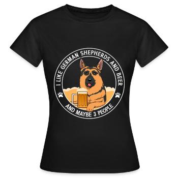 Bergers allemands et la bière, j'aime ça - T-shirt Femme - noir - Devant - AI Model Female 172 dark (172cm)
