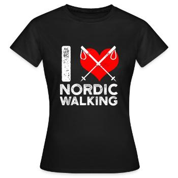 Nordic Walking Poles Trekking - Women's T-Shirt - black - Front - AI Model Female 172 dark (172cm)