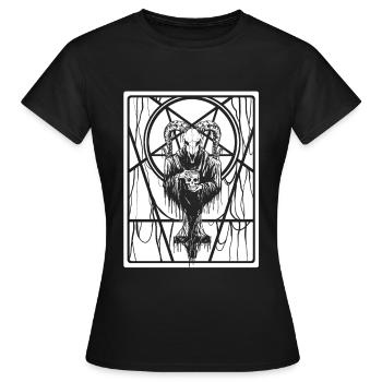 Satanic Okkult Dark Art Evil 666 Pentagram - Frauen T-Shirt - Schwarz - Vorne - AI Model Female 172 dark (172cm)