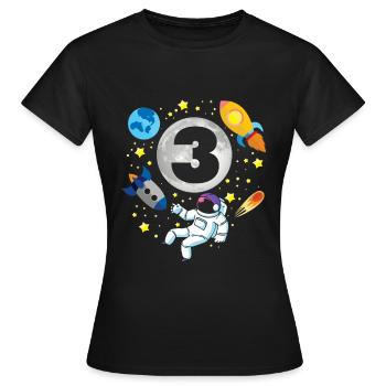 astronaute | | spatiale 3ème | Bday 3 ans Bday - T-shirt Femme - noir - Devant - AI Model Female 172 dark (172cm)