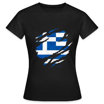 DRAPEAU GREC HELLAS DRAPEAU GRÈCE - T-shirt Femme - noir - Devant - AI Model Female 172 dark (172cm)