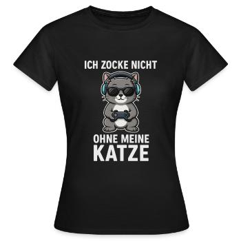 Je ne joue pas sans mon chat - T-shirt Femme - noir - Devant - AI Model Female 172 dark (172cm)