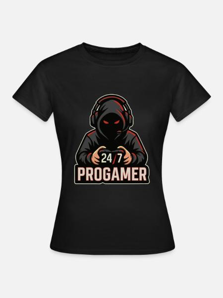 24/7 Allzeit Gamer - Frauen T-Shirt - Schwarz
