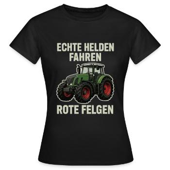 Echte Helden fahren Traktor - Frauen T-Shirt - Schwarz - Vorne - AI Model Female 172 dark (172cm)