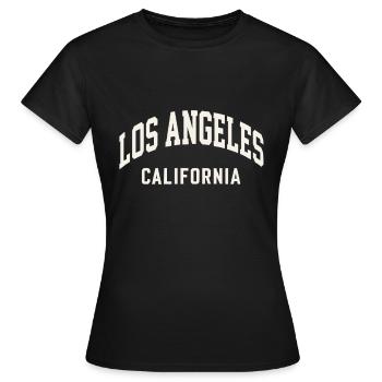 Los Angeles California – College Style - Women's T-Shirt - black - Front - AI Model Female 172 dark (172cm)