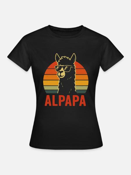 Lustiges Alpaka Papa - Frauen T-Shirt - Schwarz