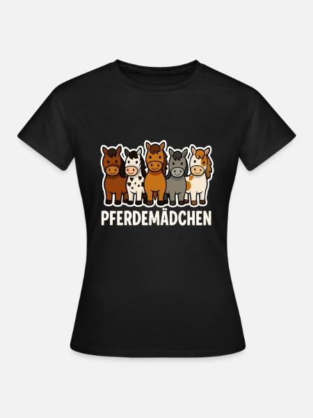 Pferdemädchen – Süßes Pony Design - Frauen T-Shirt - Schwarz