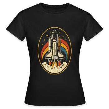 Retro Space Shuttle – Raketenstart Vintage - Frauen T-Shirt - Schwarz - Vorne - AI Model Female 172 dark (172cm)