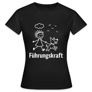 Führungskraft – Hundespaziergang mit Humor - Frauen T-Shirt - Schwarz - Vorne - AI Model Female 172 dark (172cm)
