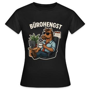 Bürohengst – Lustiges Office-Shirt - Frauen T-Shirt - Schwarz - Vorne - AI Model Female 172 dark (172cm)