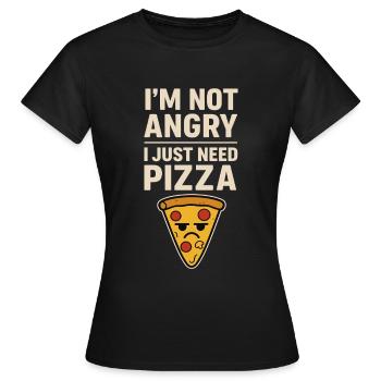 Nicht sauer – Nur hungrig auf Pizza! - Frauen T-Shirt - Schwarz - Vorne - AI Model Female 172 dark (172cm)