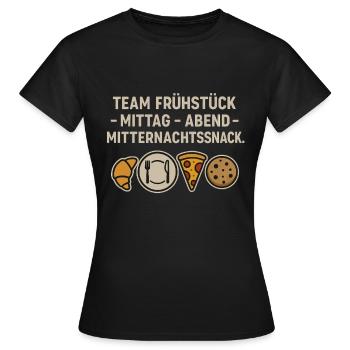 Team Frühstück Mittag Abend Mitternachtssnack - Frauen T-Shirt - Schwarz - Vorne - AI Model Female 172 dark (172cm)