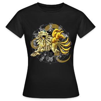 Armure Divine du Lion Zodiaque - T-shirt Femme - noir - Devant - AI Model Female 172 dark (172cm)