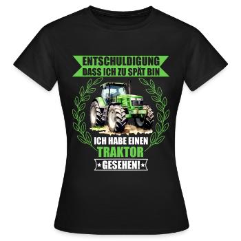 Entschuldigung ich habe einen Traktor gesehen - Frauen T-Shirt - Schwarz - Vorne - AI Model Female 172 dark (172cm)
