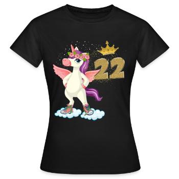 Licorne anniversaire 22 ans Humour Jeune Femme - T-shirt Femme - noir - Devant - AI Model Female 172 dark (172cm)