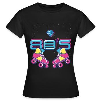 Patin à roulatte Années 80 stylé cadeau femme - T-shirt Femme - noir - Devant - AI Model Female 172 dark (172cm)