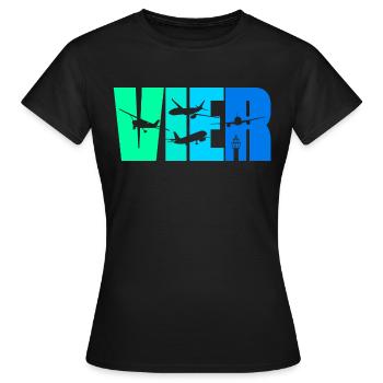 4. Geburtstag Junge 4 Jahre Flugzeug Flugzeuge - Frauen T-Shirt - Schwarz - Vorne - AI Model Female 172 dark (172cm)