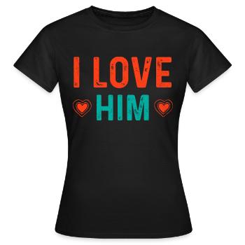 I Love Him with Hearts Ich liebe Ihn mit Herzen - Frauen T-Shirt - Schwarz - Vorne - AI Model Female 172 dark (172cm)