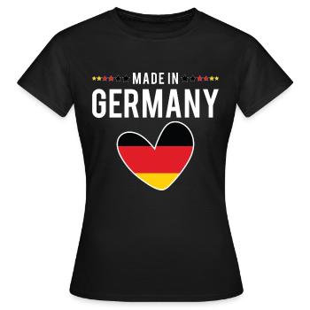 Fabriqué en Allemagne, Cœur drapeau allemand, Hommes Femmes Enfants - T-shirt Femme - noir - Devant - AI Model Female 172 dark (172cm)