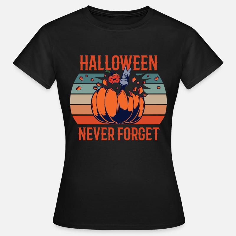 Halloween Never Forget Retro Pumpkin Smashed Fun - Women's T-Shirt - black
