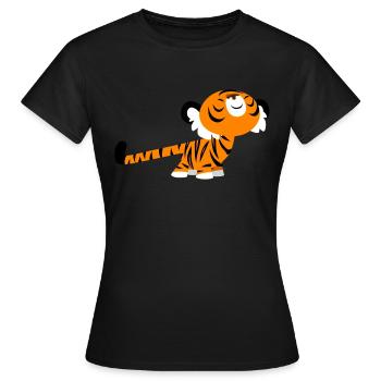 Erstreckender Tiger von Cheerful Madness!! - Frauen T-Shirt - Schwarz - Vorne - AI Model Female 172 dark (172cm)