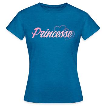 Princesse - T-shirt Femme - bleu saphir antique chiné - Devant - AI Model Female 172 dark (172cm)