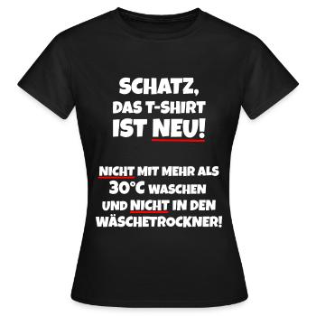 Wäsche Waschen Mann Anleitung Frau lustiger Spruch - Frauen T-Shirt - Schwarz - Vorne - AI Model Female 172 dark (172cm)
