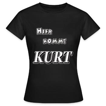 Voici kurt t-shirt tshirt tee shirt prénom - T-shirt Femme - noir - Devant - AI Model Female 172 dark (172cm)
