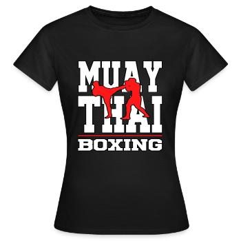 Muay Thai thai boxing boxing kickboxing sport t-shirt - T-shirt Femme - noir - Devant - AI Model Female 172 dark (172cm)