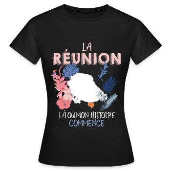 La Réunion mon histoire Cadeau Femme Homme - T-shirt Femme - noir - Devant - AI Model Female 172 dark (172cm)